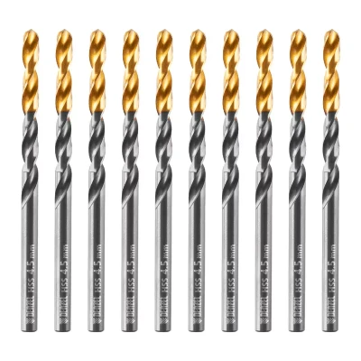 Сверло по металлу, 4,5 мм, HSS-Tin, Golden Tip, 10 шт. Denzel 717211