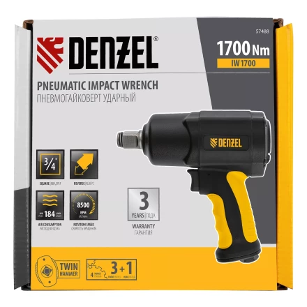 Ударный пневмогайковерт Denzel IW1700, 3/4&quot;, 8500 об/мин, 1700 Нм 57488 купить в Муравленко