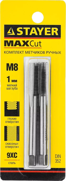 Комплект метчиков STAYER "MASTER", сталь 9ХС, М8х1,0, 2 шт 28025-08-1.0-H2 купить в Муравленко