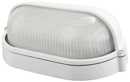 Светильник уличный СВЕТОЗАР влагозащищенный с верхним защитным кожухом, овал, цвет белый, 60Вт SV-57211-W купить в Муравленко