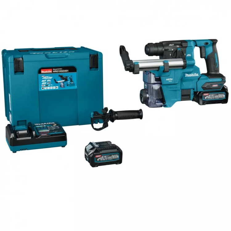 Аккумуляторный 40V перфоратор c пылеудалением Makita HR010GD201 (2АКБ 2,5Ач, ЗУ) купить в Муравленко