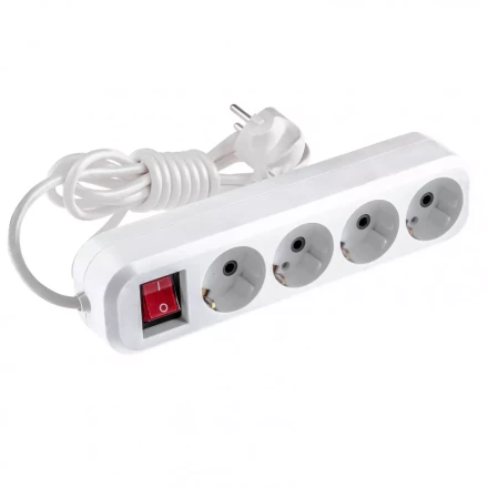 Удлинитель бытовой с заземлением и выключателем 2 м 4 розетки 10 A серия УХз10 Denzel 95975 купить в Муравленко