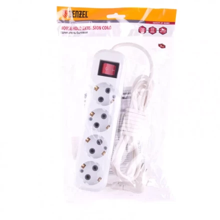 Удлинитель бытовой с заземлением и выключателем 2 м 4 розетки 10 A серия УХз10 Denzel 95975 купить в Муравленко