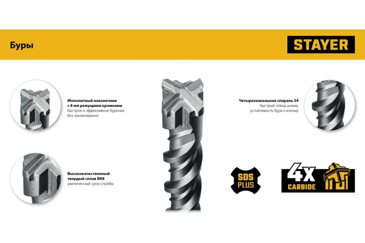 STAYER HERCULES-4Х 6x110 мм, SDS-plus бур (29290-110-06) купить в Муравленко