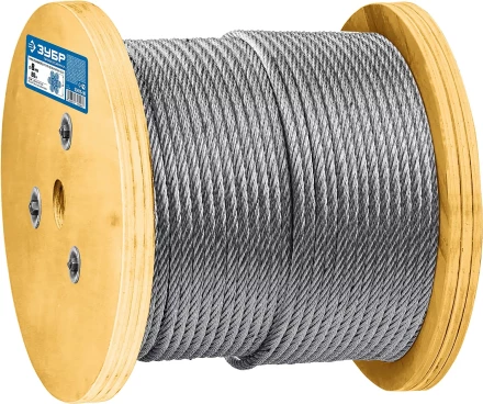 ЗУБР DIN 3060, свивка 6 х 19 + IWR, 8 мм, L 80 м, грузоподъемный стальной трос, Профессионал (30415-08) купить в Муравленко