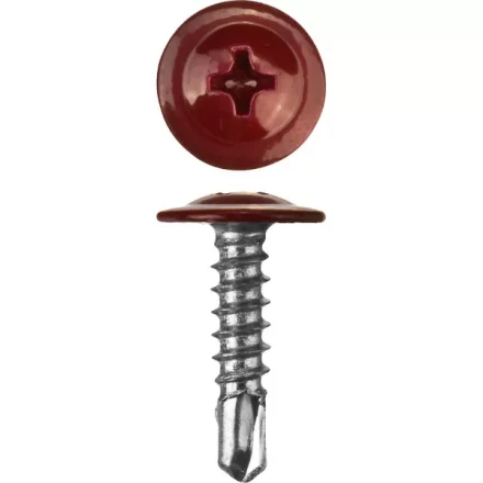 Саморезы ЗУБР с прессшайбой и сверлом по листовому металлу до 2мм, окрашенные в RAL-3005, PH2, 4,2х25мм, 400шт 300211-42-025-3005 купить в Муравленко