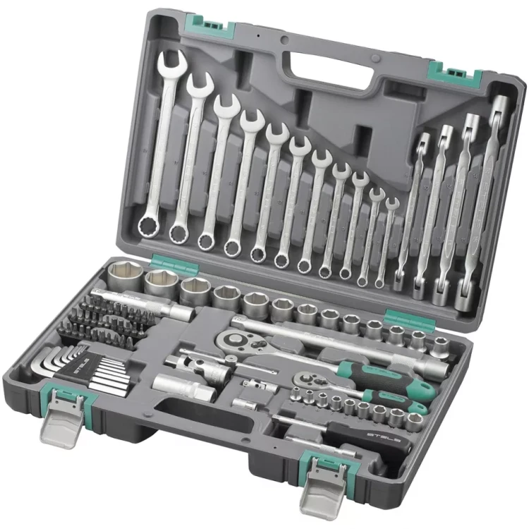 Набор инструментов, 1/2", 1/4",  CrV, пластиковый кейс  88 предм  STELS 14109 купить в Муравленко
