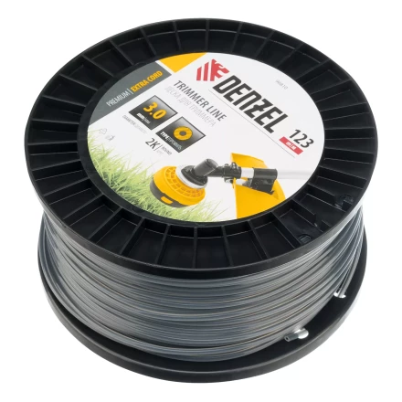 Леска для триммера двухкомпонентная круглая, 3,0мм х 123м, на DIN катушке EXTRA CORD// Denzel 96810 купить в Муравленко