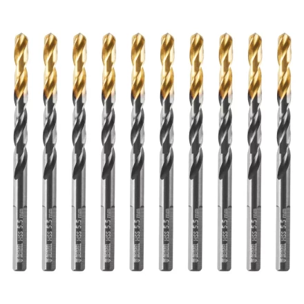 Сверло по металлу, 5,5 мм, HSS-Tin, Golden Tip, 10 шт. Denzel 717214 купить в Муравленко