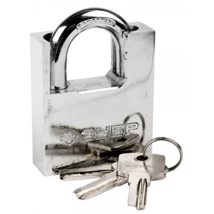 Замок ЗУБР &quot;ЭКСПЕРТ&quot; навесной, стальной корпус, закаленная дужка, с дополнительной защитой, 60мм 37223-60 купить в Муравленко