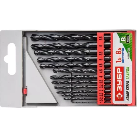 Набор ЗУБР &quot;ТЕХНИК&quot;: Свёрла по металлу парооксидированных, быстрорежущая сталь, 1,5-6,5мм, 13шт 4-29605-H13 купить в Муравленко