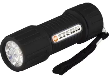 Фонарик светодиодный, чёрный корпус с мягким покрытие, 9Led, 3хААА, Stern 90510 купить в Муравленко