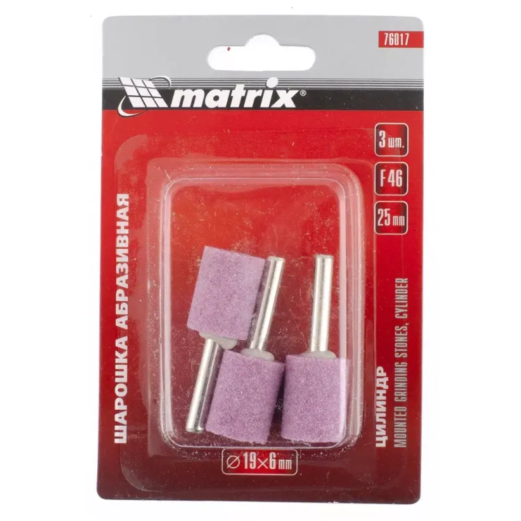 Шарошка абразивная цилиндр 10 x 20 x 3 мм F80 3 штуки MATRIX 76018 купить в Муравленко