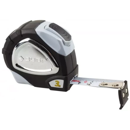 Рулетка ЗУБР &quot;ЭКСПЕРТ&quot; &quot;ПРЕМИУМ&quot;, двухкомпонентный корпус, автостоп, полотно с нейлоновым напылением, 3 м / 16 мм 34050-03-16_z01 купить в Муравленко