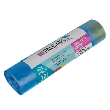 Пакеты для мусора с завязками 60 л x 20 шт., синие, Home Palisad 927205 купить в Муравленко