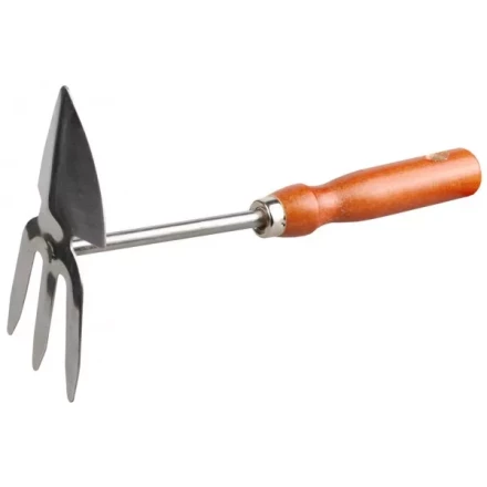 Мотыжка садовая GRINDA, сердцевидное лезвие - 3 зубца, из нержавеющей стали, деревянная ручка, 250мм 8-421139 купить в Муравленко