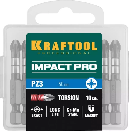 Биты для ударных шуруповертов KRAFTOOL Impact Pro PZ 26193-3-50-S10 купить в Муравленко