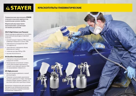 Краскопульт пневматический STAYER &quot;MASTER&quot; ORION, c верхним бачком, 1,5мм 06471-1.5 купить в Муравленко