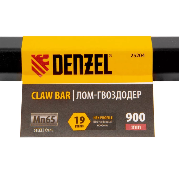 Лом-гвоздодер, 900 мм, шестигранный 19 мм, окрашенный, сталь 65// Denzel 25204 купить в Муравленко