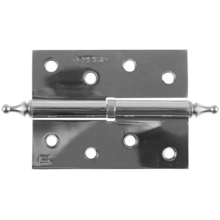 Петля дверная разъемная ЗУБР &quot;ЭКСПЕРТ&quot;, 1 подшипник, цвет хром (CP), правая, с крепежом, 100х75х2,5мм, 2 шт 37605-100-2R купить в Муравленко