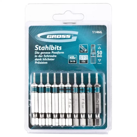 Набор бит TORX 6х50 сталь S2 10 шт GROSS 11466 купить в Муравленко