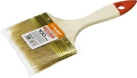 Кисть плоская ЗУБР &quot;УНИВЕРСАЛ-ОПТИМА&quot;, светлая щетина, деревянная ручка, 100мм 01099-100_z01 купить в Муравленко