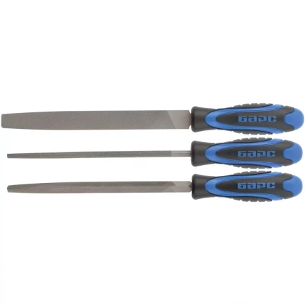 Набор напильников 200 мм 3шт двухкомпонентная рукоятка БАРС 15852 купить в Муравленко