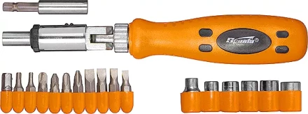 Отвертка реверсивная с шарниром + биты + головки, 19 шт  SPARTA 115545 купить в Муравленко