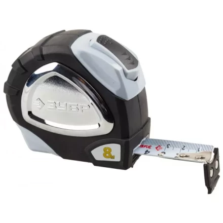 Рулетка ЗУБР &quot;ЭКСПЕРТ&quot; &quot;ПРЕМИУМ&quot;, двухкомпонентный корпус, автостоп, полотно с нейлоновым напылением, 8 м / 25 мм 34050-08-25_z01 купить в Муравленко