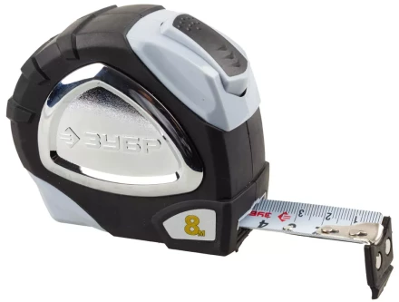 Рулетка ЗУБР &quot;ЭКСПЕРТ&quot; &quot;ПРЕМИУМ&quot;, двухкомпонентный корпус, автостоп, полотно с нейлоновым напылением, 8 м / 25 мм 34050-08-25_z01 купить в Муравленко