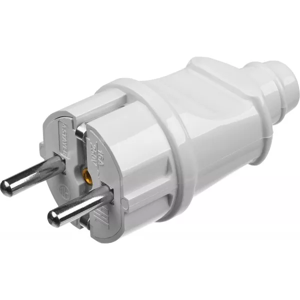 Вилка MAXElectro электрическая, 16А/220В, с заземлением, белая, STAYER 55160-W купить в Муравленко