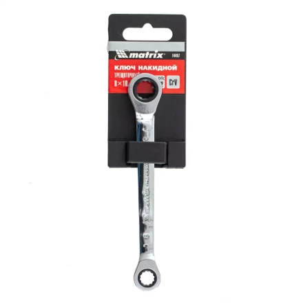 Ключ накидной трещоточный, 8 х 10 мм, CrV, зеркальный хром Matrix 14497 купить в Муравленко
