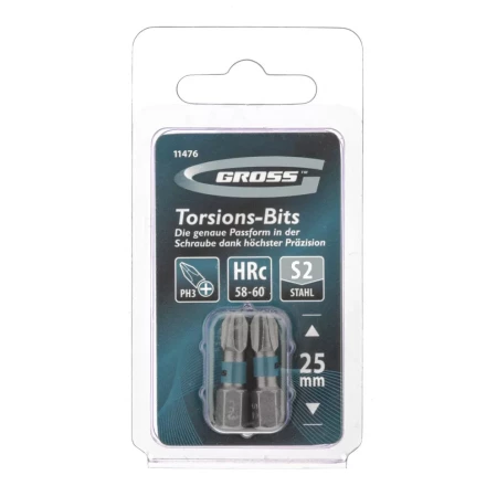 Набор бит торсионных PH3x25 мм для ударных шуруповертов 2 шт. Gross 11476 купить в Муравленко