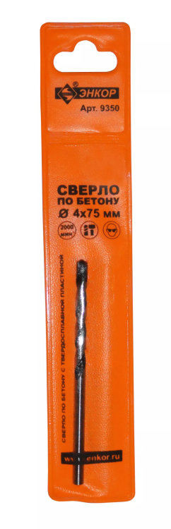 Сверло д/бет  4х 75 мм 1/100/500 9350 купить в Муравленко