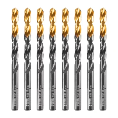 Сверло по металлу, 8 мм, HSS-Tin, Golden Tip, 8 шт. Denzel 717219