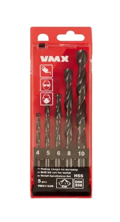Набор сверл для металла HSS Ф4-10 мм 5 штук пластиковый футляр VMX 511620 купить в Муравленко