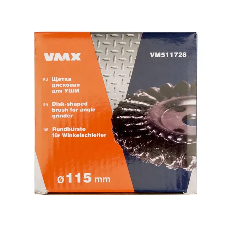 Щетка для УШМ ф22,2/115 мм дисковая сталь витая VMX 511728 купить в Муравленко