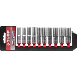 Набор ЗУБР "МАСТЕР": Торцовые головки (3/8") удлиненные на пластиковом рельсе, Cr-V, 8-19мм, 10 предметов 27655-H10