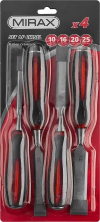 Набор MIRAX: Стамески с двухкомпонентной прозрачной рукояткой в блистере, 4шт 1810-H4 купить в Муравленко