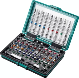Набор бит и адаптеров KRAFTOOL C-Drive многофункциональный, Cr-Mo сталь, в ударопрочном компактном боксе. Цветная маркировка типов шлицов 26067-H71