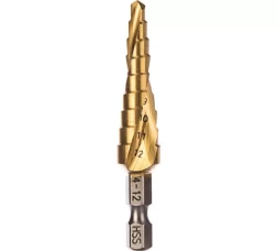 Сверло ступенчатое HSS-TiN с спиральным желобком, 4-12x65, 1/4&quot; (Makita D-40179)