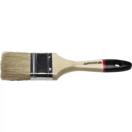 Кисть плоская STAYER &quot;UNIVERSAL-EURO&quot;, светлая натуральная щетина, деревянная ручка, 63мм 0102-063 купить в Муравленко