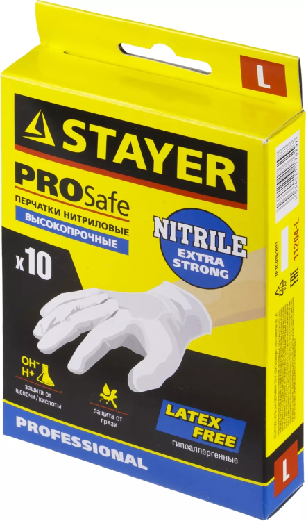 Перчатки STAYER "PROFI" нитриловые экстратонкие, L, 10шт 11204-L купить в Муравленко