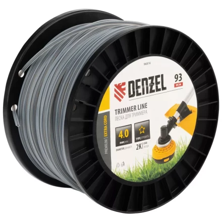 Леска для триммера двухкомпонентная звезда, 4,0мм х 93м, на DIN катушке EXTRA CORD// Denzel 96816 купить в Муравленко