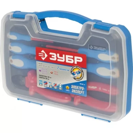 Набор ЗУБР &quot;ПРОФЕССИОНАЛ&quot;: Губцевый инструмент, диэлектрический, высоковольтный до ~1000В, 7предм 2214-H7_z01 купить в Муравленко