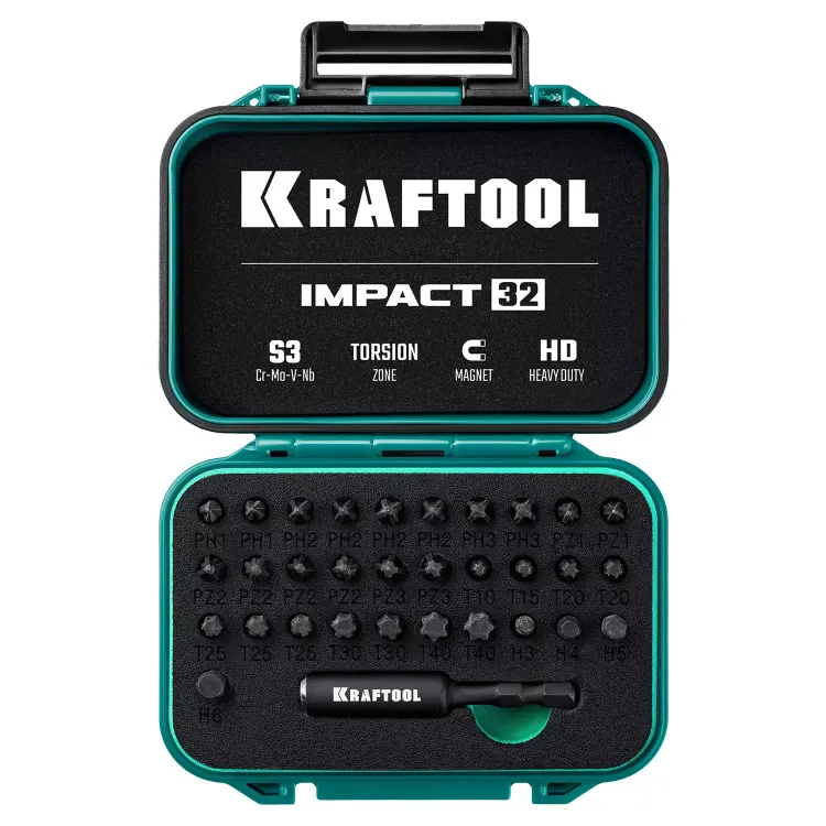 Набор ударных торсионных бит KRAFTOOL Impact, Cr-Mo-V-Nb сталь 26066-H32 купить в Муравленко