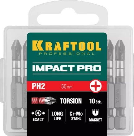 Биты для ударных шуруповертов KRAFTOOL Impact Pro PH 26191-2-50-S10 купить в Муравленко