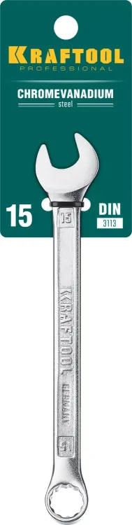 Ключи комбинированные KRAFTOOL, Cr-V, DIN 3113 27079-15 купить в Муравленко