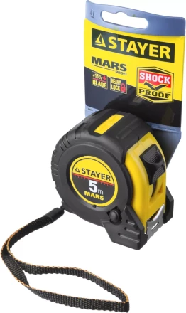 Рулетка STAYER &quot;PROFI&quot; &quot;MARS&quot;, обрезиненный корпус, утолщенное полотно, 5мх25мм 34131-05-25_z01 купить в Муравленко