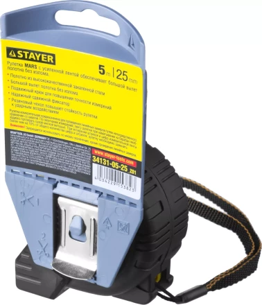 Рулетка STAYER &quot;PROFI&quot; &quot;MARS&quot;, обрезиненный корпус, утолщенное полотно, 5мх25мм 34131-05-25_z01 купить в Муравленко